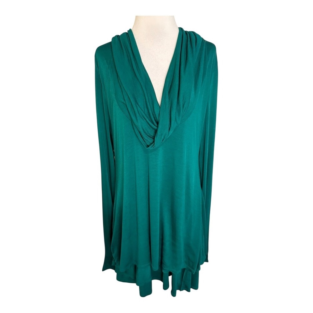 Chelsea & Theodore Women's XL Long Sleeve Green Fir Cowl Neck Tunic‎ Top NWT
